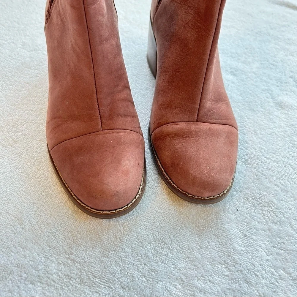TOMS WOMENS ESME LEATHER CHELSEA BOOTS - BURNT HENNA 6.5